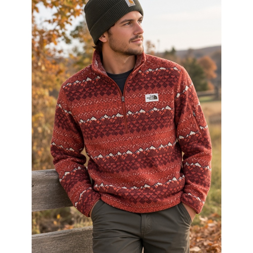 The North Face Gordon Lyons Novelty 1/4 Zip Fleece Brandy Brown Men's M